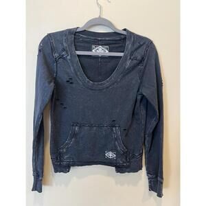 Affliction Standard Distressed Y2K Pullover Hoodie S Women